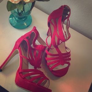 Candy Red Strappy High Heel (worn twice)